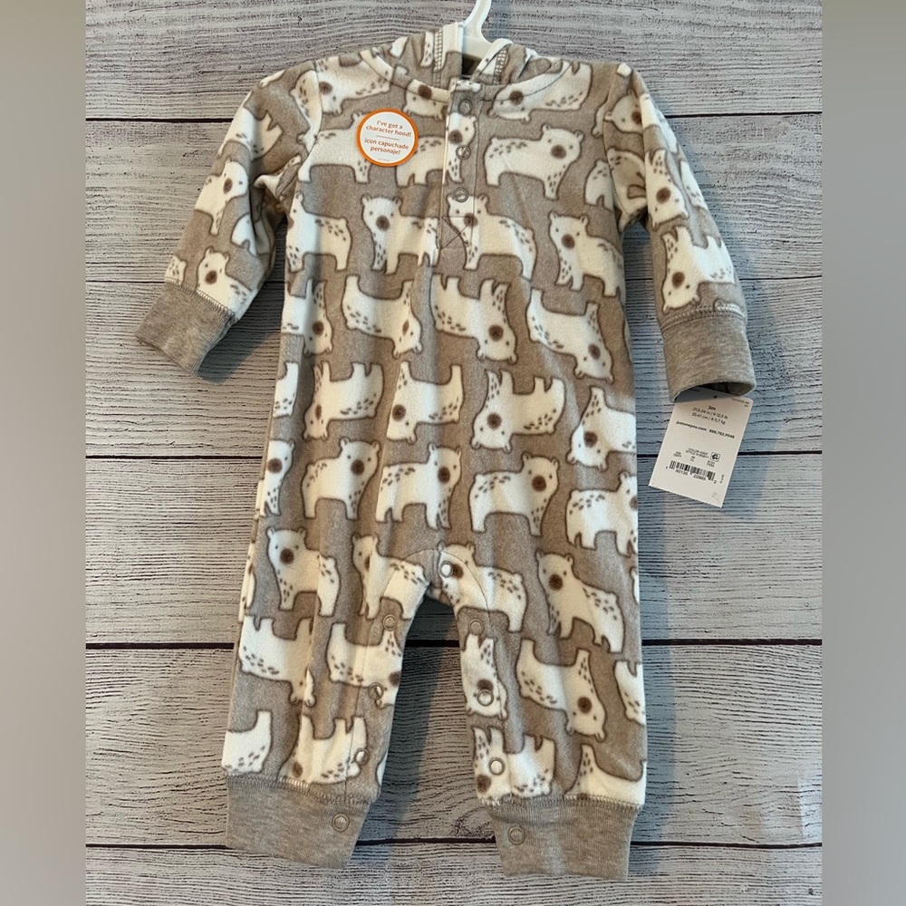 Carters Infant Brown Bear Hooded Fuzzy Sleeper with Hood